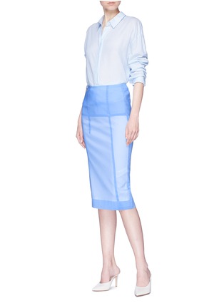 Figure View - Click To Enlarge - VICTORIA BECKHAM - 'Linear' panelled organza poplin pencil skirt