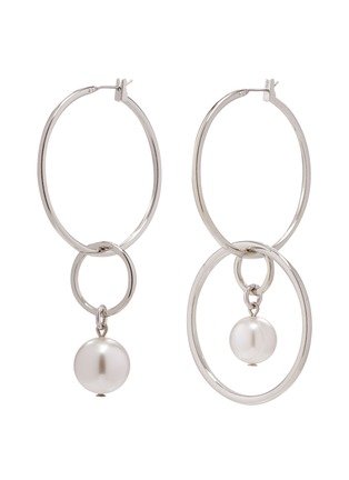 Main View - Click To Enlarge - JOOMI LIM - 'Not Your Basic' Swarovski pearl mismatched medium hoop earrings