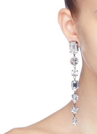 Figure View - Click To Enlarge - JOOMI LIM - Swarovski crystal mismatched linear drop clip earrings