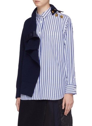 Detail View - Click To Enlarge - SACAI - Stripe shirt panel turtleneck wool sweater