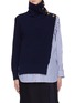 Main View - Click To Enlarge - SACAI - Stripe shirt panel turtleneck wool sweater
