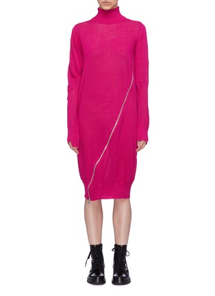 Main View - Click To Enlarge - SACAI - Slant zip knit turtleneck dress