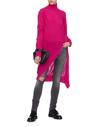 Figure View - Click To Enlarge - SACAI - Slant zip knit turtleneck dress