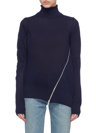 Main View - Click To Enlarge - SACAI - Slant zip turtleneck sweater