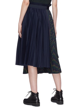 Back View - Click To Enlarge - SACAI - Belted mix stripe plissé pleated skirt