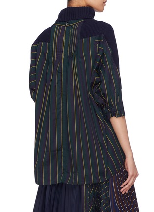 Back View - Click To Enlarge - SACAI - Stripe pleated back rib knit turtleneck sweater