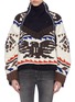 Main View - Click To Enlarge - SACAI - Graphic intarsia knit detachable zip front hooded jacket