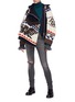 Figure View - Click To Enlarge - SACAI - Graphic intarsia knit detachable zip front hooded jacket