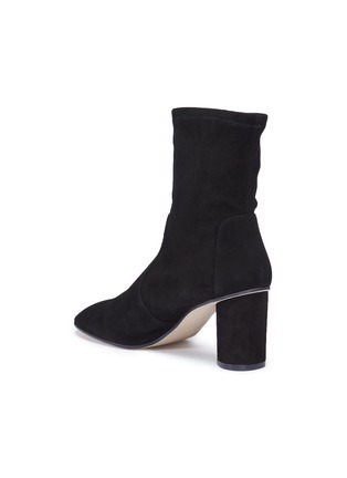 Detail View - Click To Enlarge - STUART WEITZMAN - 'Margot' cylindrical heel stretch suede ankle boots