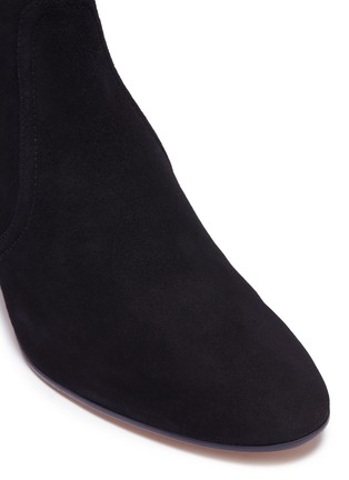 Detail View - Click To Enlarge - STUART WEITZMAN - 'Margot' cylindrical heel stretch suede ankle boots