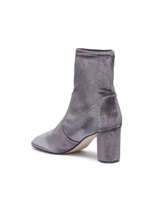 Detail View - Click To Enlarge - STUART WEITZMAN - 'Margot' cylindrical heel stretch velvet ankle boots