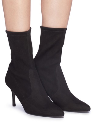 Figure View - Click To Enlarge - STUART WEITZMAN - 'Cling' stretch suede ankle boots