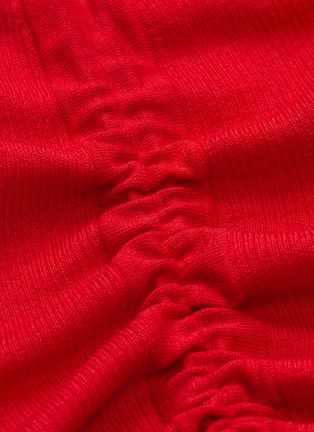 Detail View - Click To Enlarge - AALTO - Drawcord ruched mock neck asymmetric wool dress
