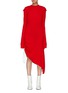 Main View - Click To Enlarge - AALTO - Drawcord ruched mock neck asymmetric wool dress