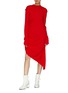 Figure View - Click To Enlarge - AALTO - Drawcord ruched mock neck asymmetric wool dress
