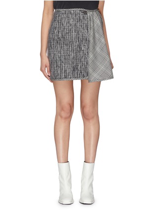 Main View - Click To Enlarge - AALTO - Asymmetric flared panel check plaid mini skirt