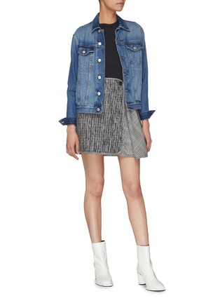 Figure View - Click To Enlarge - AALTO - Asymmetric flared panel check plaid mini skirt