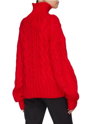Back View - Click To Enlarge - AALTO - Extra long sleeve cable knit turtleneck sweater