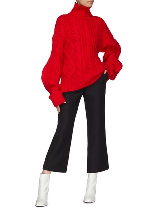 Figure View - Click To Enlarge - AALTO - Extra long sleeve cable knit turtleneck sweater