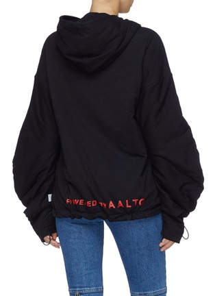 Back View - Click To Enlarge - AALTO - Chest pocket extra long sleeve drawstring hoodie
