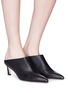 Figure View - Click To Enlarge - STUART WEITZMAN - 'Mira' angled heel leather mules
