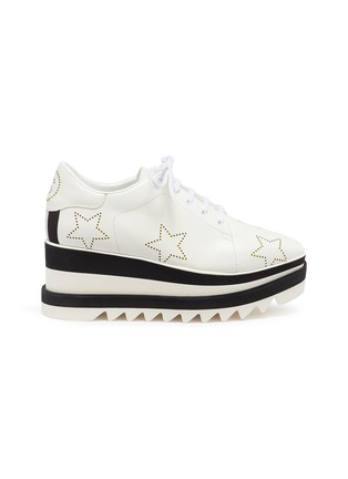 Main View - Click To Enlarge - STELLA MCCARTNEY - 'Sneak-Elyse' perforated star faux leather platform Derbies