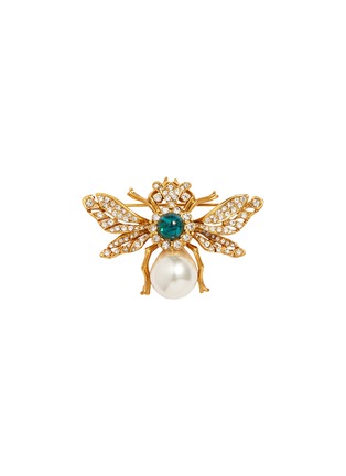 Main View - Click To Enlarge - KENNETH JAY LANE - Cabochon glass crystal glass pearl bee brooch