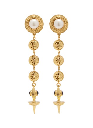 Main View - Click To Enlarge - KENNETH JAY LANE - Glass pearl ball link drop clip earrings