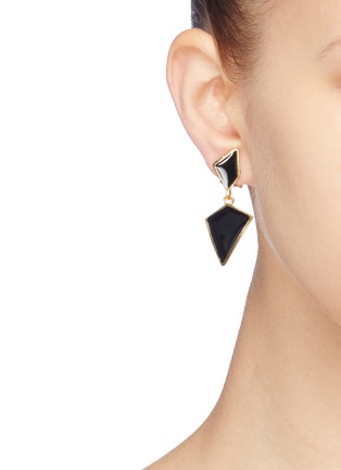 Figure View - Click To Enlarge - KENNETH JAY LANE - Geometric drop clip earrings