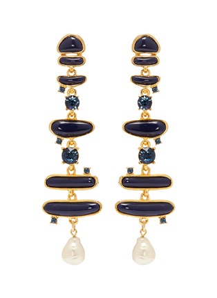Main View - Click To Enlarge - KENNETH JAY LANE - Glass crystal pearl enamel abstract link drop earrings