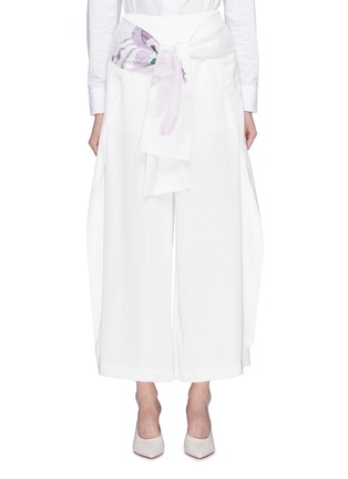 Main View - Click To Enlarge - PATRICIA IGLESIAS - Floral print sash tie split outseam pants