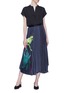 Figure View - Click To Enlarge - PATRICIA IGLESIAS - Floral print asymmetric pleated satin skirt