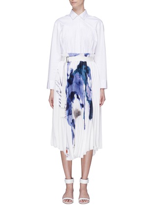 Main View - Click To Enlarge - PATRICIA IGLESIAS - Belted floral print pleated shirt dress