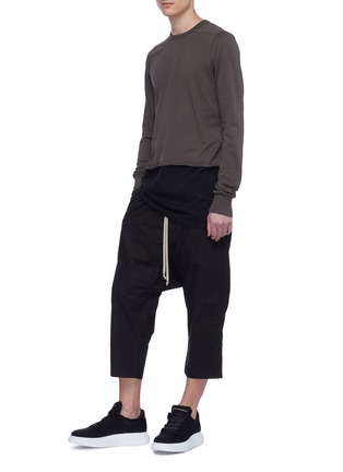 Figure View - Click To Enlarge - RICK OWENS DRKSHDW - Colourblock panelled hem long sleeve T-shirt