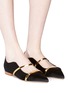 Figure View - Click To Enlarge - MALONE SOULIERS - 'Maureen' mirror strap satin skimmer flats