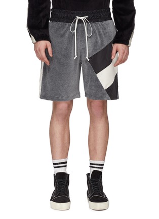Main View - Click To Enlarge - DANIEL PATRICK - Colourblock satin panel velour sweat shorts