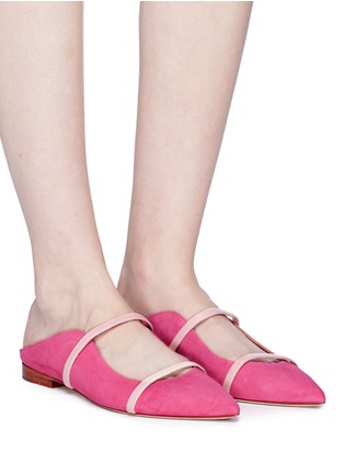 Figure View - Click To Enlarge - MALONE SOULIERS - 'Maureen' leather strap suede flats