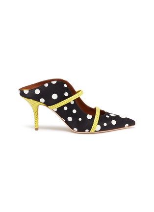 Main View - Click To Enlarge - MALONE SOULIERS - 'Maureen' polka dot strappy satin mules