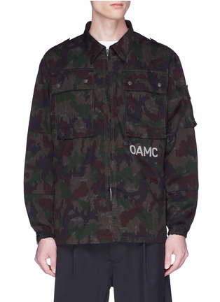 Main View - Click To Enlarge - OAMC - Slogan appliqué camouflage print twill shirt jacket