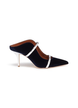 Main View - Click To Enlarge - MALONE SOULIERS - 'Maureen' mirror strap velvet mules