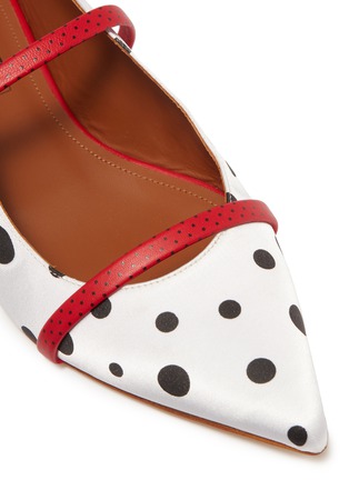 Detail View - Click To Enlarge - MALONE SOULIERS - 'Maureen' polka dot strappy satin slides