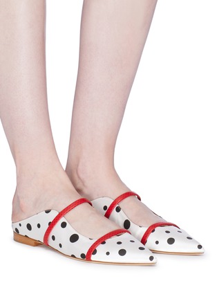 Figure View - Click To Enlarge - MALONE SOULIERS - 'Maureen' polka dot strappy satin slides
