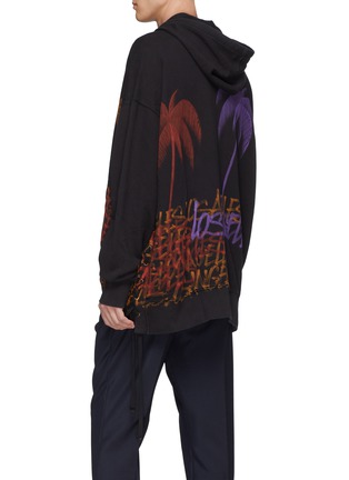 Back View - Click To Enlarge - FAITH CONNEXION - Slogan palm tree print lace-up outseam zip hoodie