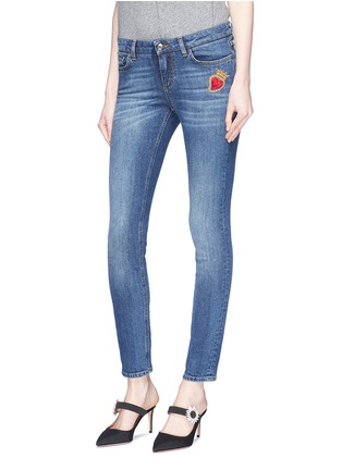 Front View - Click To Enlarge - - - Heart appliqué skinny jeans