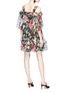 Figure View - Click To Enlarge - - - Floral print ruffle off-shoulder silk chiffon dress