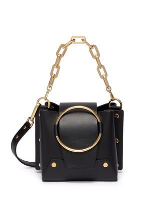 Main View - Click To Enlarge - YUZEFI - 'Mini Delila' oversized ring leather bucket bag