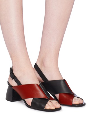 Figure View - Click To Enlarge - MERCEDES CASTILLO - 'Hae Mid' colourblock cross strap leather slingback sandals
