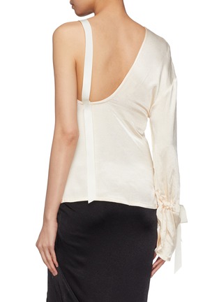 Back View - Click To Enlarge - ELISSA MCGOWAN - Bow cuff satin one-shoulder blouse