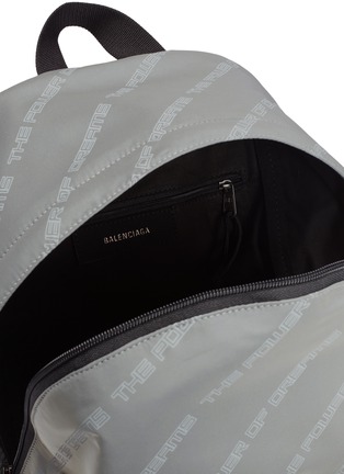 Detail View - Click To Enlarge - BALENCIAGA - 'Explorer The Power of Dreams' slogan print reflective backpack