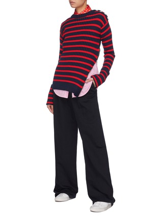 Figure View - Click To Enlarge - LA FETICHE - 'Godard' side zip colourblock stripe lambswool sweater